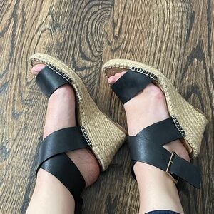 Aldo Black Espadrille Wedge Sandals